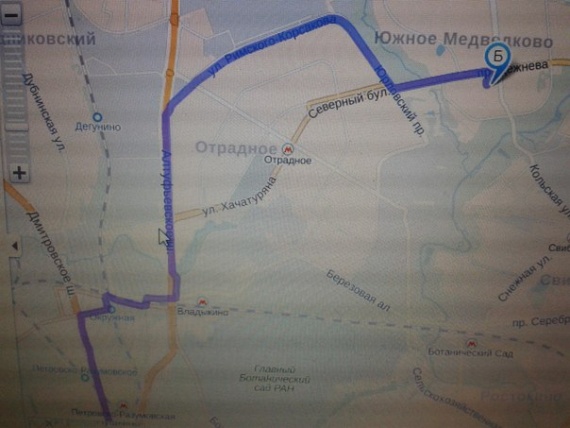 Карта Москвы, мой маршрут